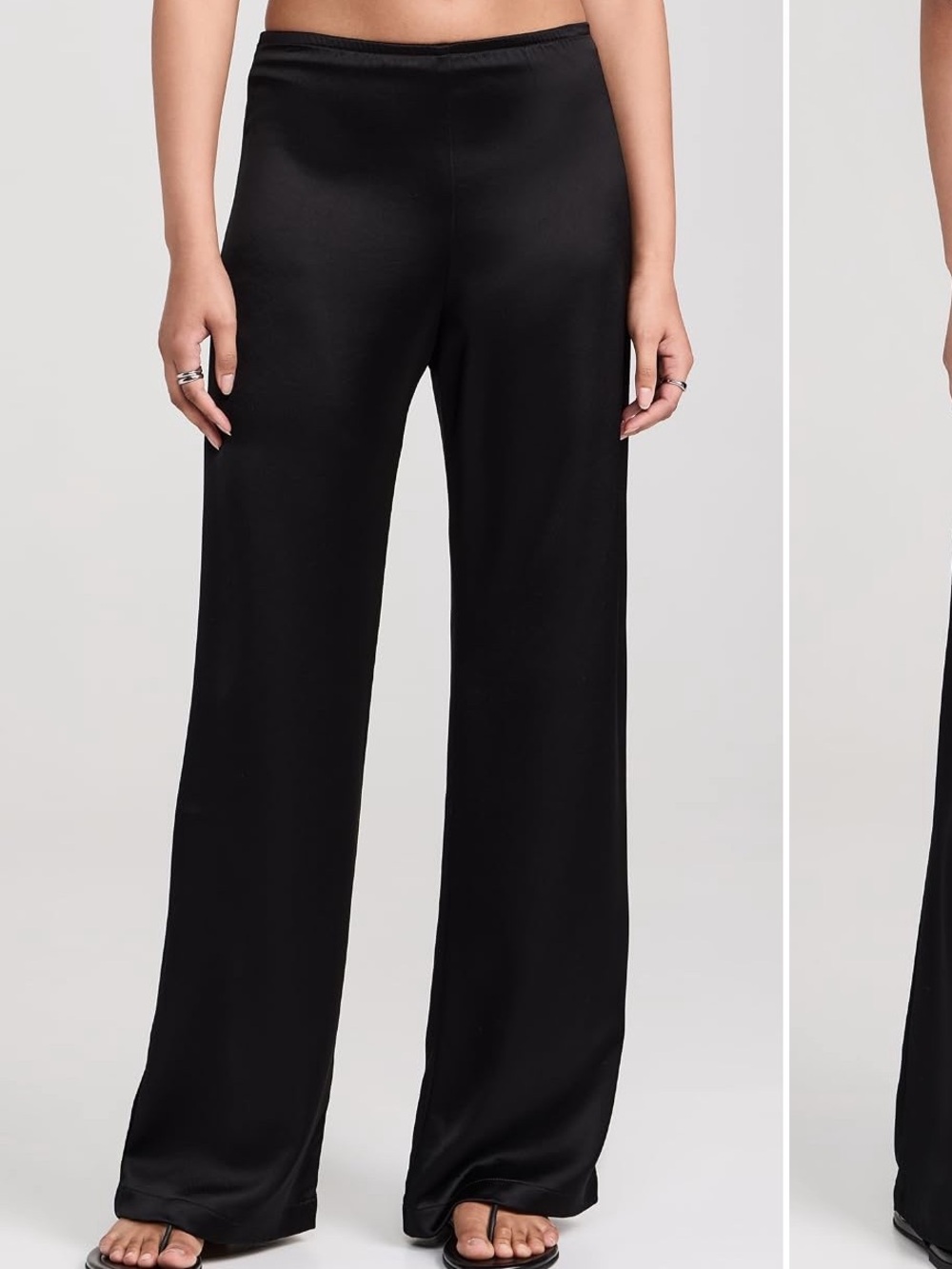 LESET Barb Wide-Leg Satin Pants